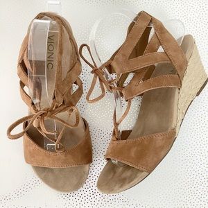 Vionic Tansy Caramel Espadrille Wedge Sandals 8